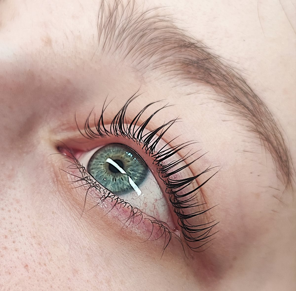 Eigene Wimpern mit schönem Schwung nach einem Wimpernlifting